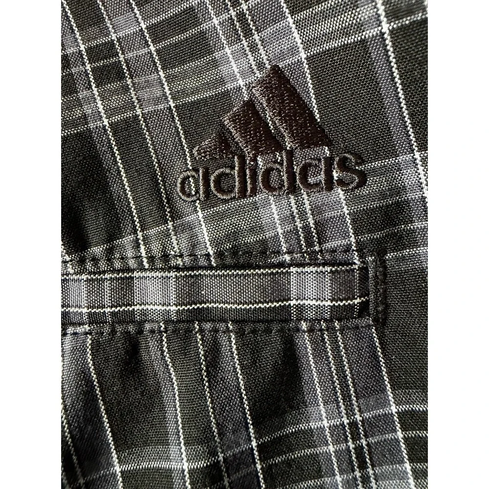 Adidas Golf Shorts Black Gray Plaid Embroidered Logo Men's Size 32 JBHS